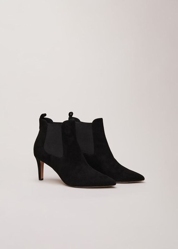 Phase Eight Black Suede Boots Black Australia | GA0652348